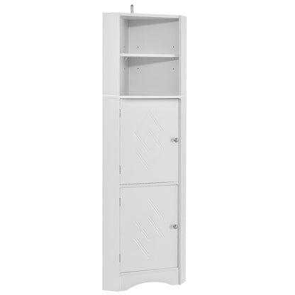 Tall Corner Bathroom Cabinet with Adjustable Shelves - White_9