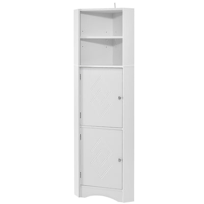 Tall Corner Bathroom Cabinet with Adjustable Shelves - White_2