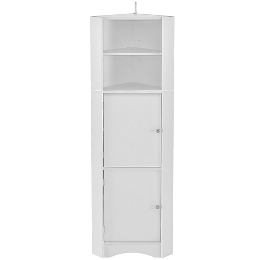 Tall Corner Bathroom Cabinet with Adjustable Shelves - White_0