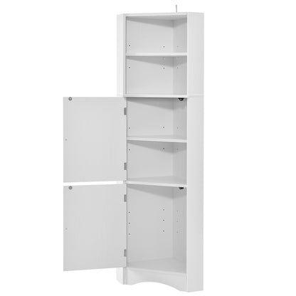 Tall Corner Bathroom Cabinet with Adjustable Shelves - White_7