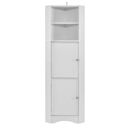 Tall Corner Bathroom Cabinet with Adjustable Shelves - White_6