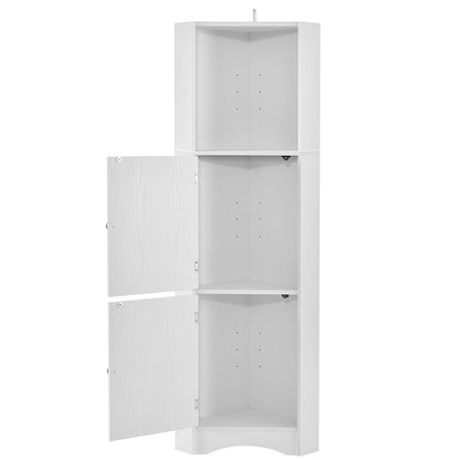 Tall Corner Bathroom Cabinet with Adjustable Shelves - White_5