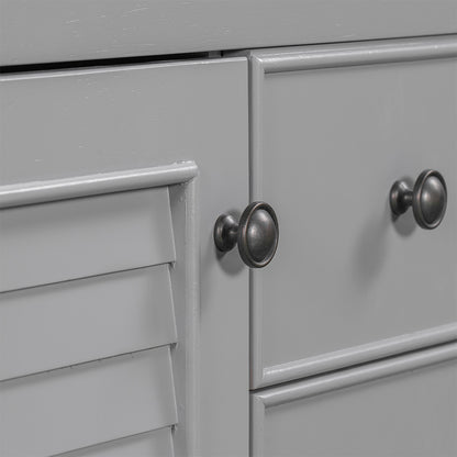 36 Inch Bathroom Vanity with Ceramic Basin, Cabinets, Drawers & Shelf - Grey_10