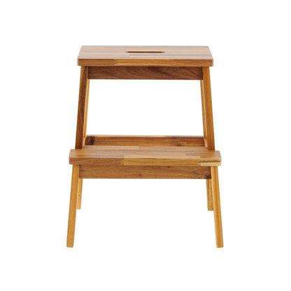 Acacia Wood Two Step Stool Small Size Strong Weight Capacity_2