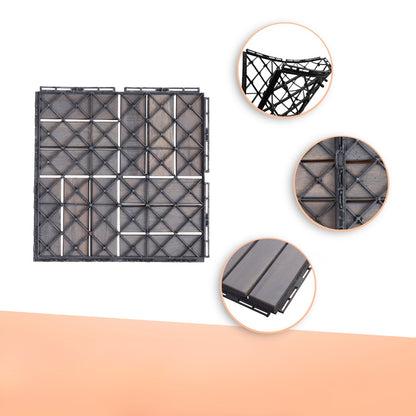 30 PCS Interlocking Deck Tiles Checker Pattern Light Gray Acacia Hardwood_4