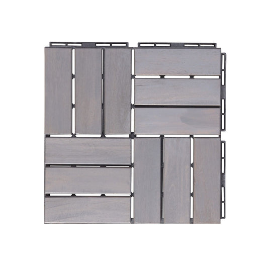10 PCS Interlocking Deck Tiles Checker Pattern Light Gray_0