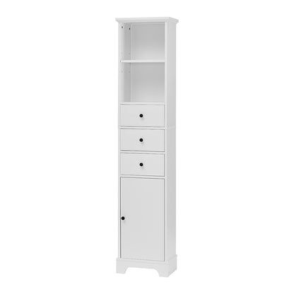 Tall Freestanding Bathroom Cabinet with 3 Drawers & Adjustable Shelf - White_7
