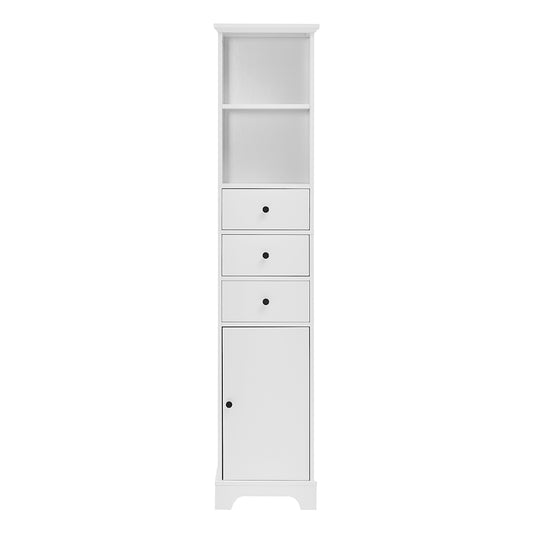 Tall Freestanding Bathroom Cabinet with 3 Drawers & Adjustable Shelf - White_0