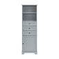 Tall Storage Cabinet with Adjustable Shelves & 3 Drawers - Grey_0