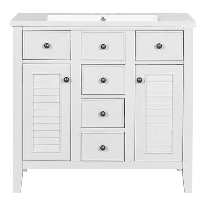 Bathroom Vanity with Ceramic Basin - White_1