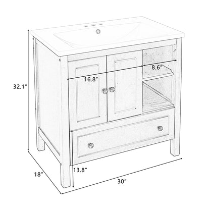 Bathroom Vanity with Ceramic Sink - White_11