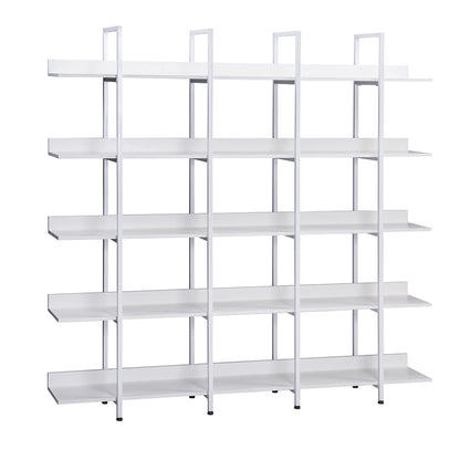 5-Tier Vintage Industrial Bookcase - White_0