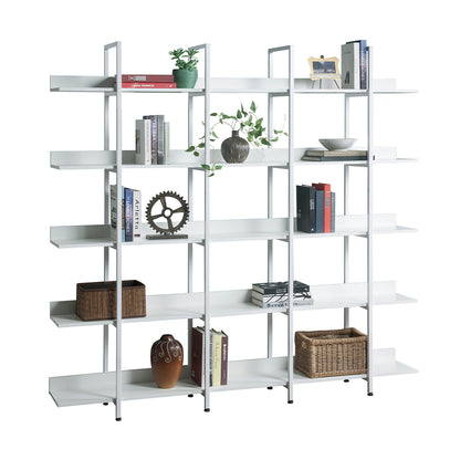 5-Tier Vintage Industrial Bookcase - White_5