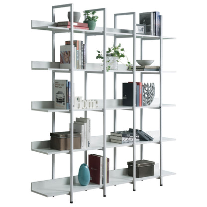 5-Tier Vintage Industrial Bookcase - White_2