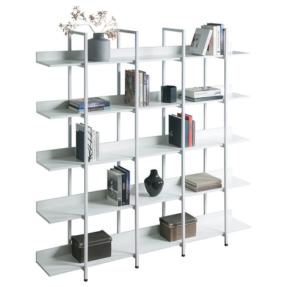 5-Tier Vintage Industrial Bookcase - White_4