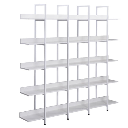 5-Tier Vintage Industrial Bookcase - White_3
