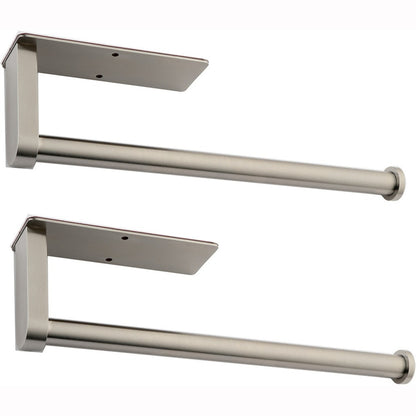 Paper Towel Holder Set 12-Inch 2 Pack Versatile Under Cabinet Mounting - Brushed Nickel_0