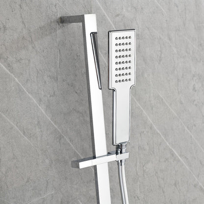 Wall Mounted Waterfall Rain Shower System With 3 Body Sprays & Handheld Shower - Chrome_1