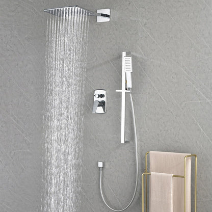 Wall Mounted Waterfall Rain Shower System With 3 Body Sprays & Handheld Shower - Chrome_3