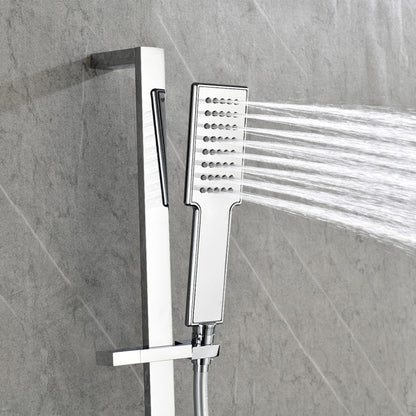 Wall Mounted Waterfall Rain Shower System With 3 Body Sprays & Handheld Shower - Chrome_5