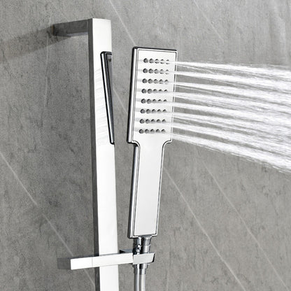 Wall Mounted Waterfall Rain Shower System With 3 Body Sprays & Handheld Shower - Chrome_2