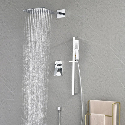 Wall Mounted Waterfall Rain Shower System With 3 Body Sprays & Handheld Shower - Chrome_3
