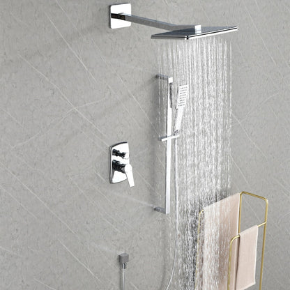 Wall Mounted Waterfall Rain Shower System With 3 Body Sprays & Handheld Shower - Chrome_4