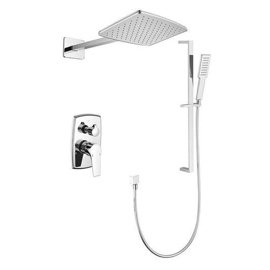 Wall Mounted Waterfall Rain Shower System With 3 Body Sprays & Handheld Shower - Chrome_0