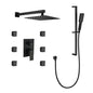 Wall Mounted Waterfall Rain Shower System With 3 Body Sprays & Handheld Shower - Black_0