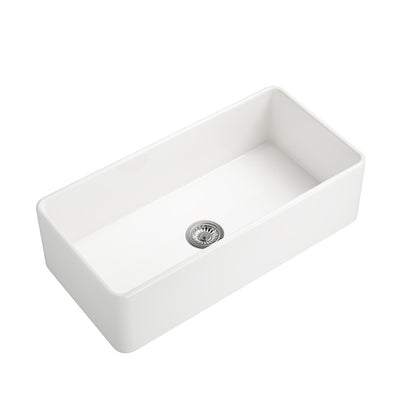 White Farmhouse Kitchen Sink Single Undermount Apron Sink_3