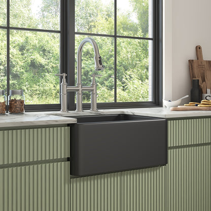 Inch White Farmhouse Sink Deep Undermount Apron Kitchen Sink_4