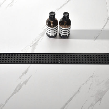 Linear Shower Drain Removable Quadrato Pattern Grate  -  Black_1