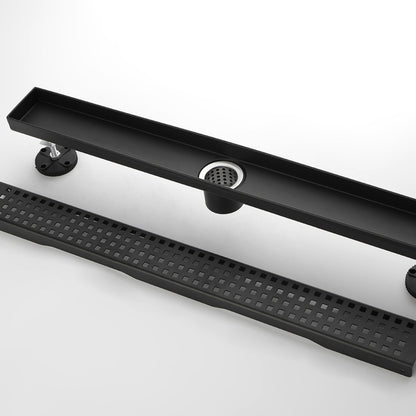 Linear Shower Drain Removable Quadrato Pattern Grate  -  Black_0