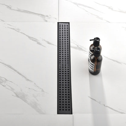 Linear Shower Drain Removable Quadrato Pattern Grate  -  Black_4