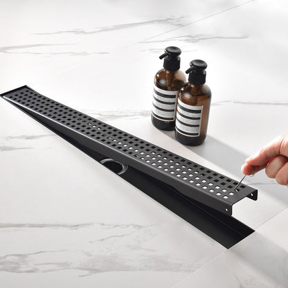 Linear Shower Drain Removable Quadrato Pattern Grate  -  Black_5