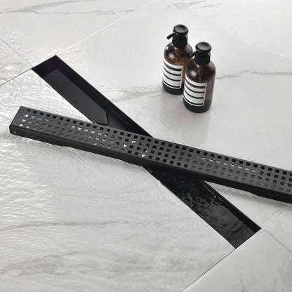 Linear Shower Drain Removable Quadrato Pattern Grate  -  Black_6
