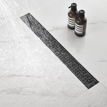 Linear Shower Drain Removable Quadrato Pattern Grate  -  Black_7