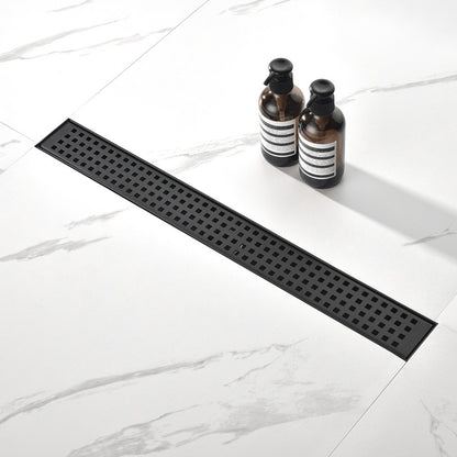 Linear Shower Drain Removable Quadrato Pattern Grate  -  Black_8