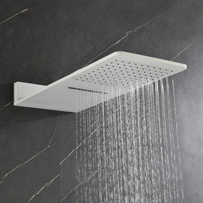 Wall Mounted Waterfall Rain Shower System With 3 Body Sprays & Handheld Shower - White_5
