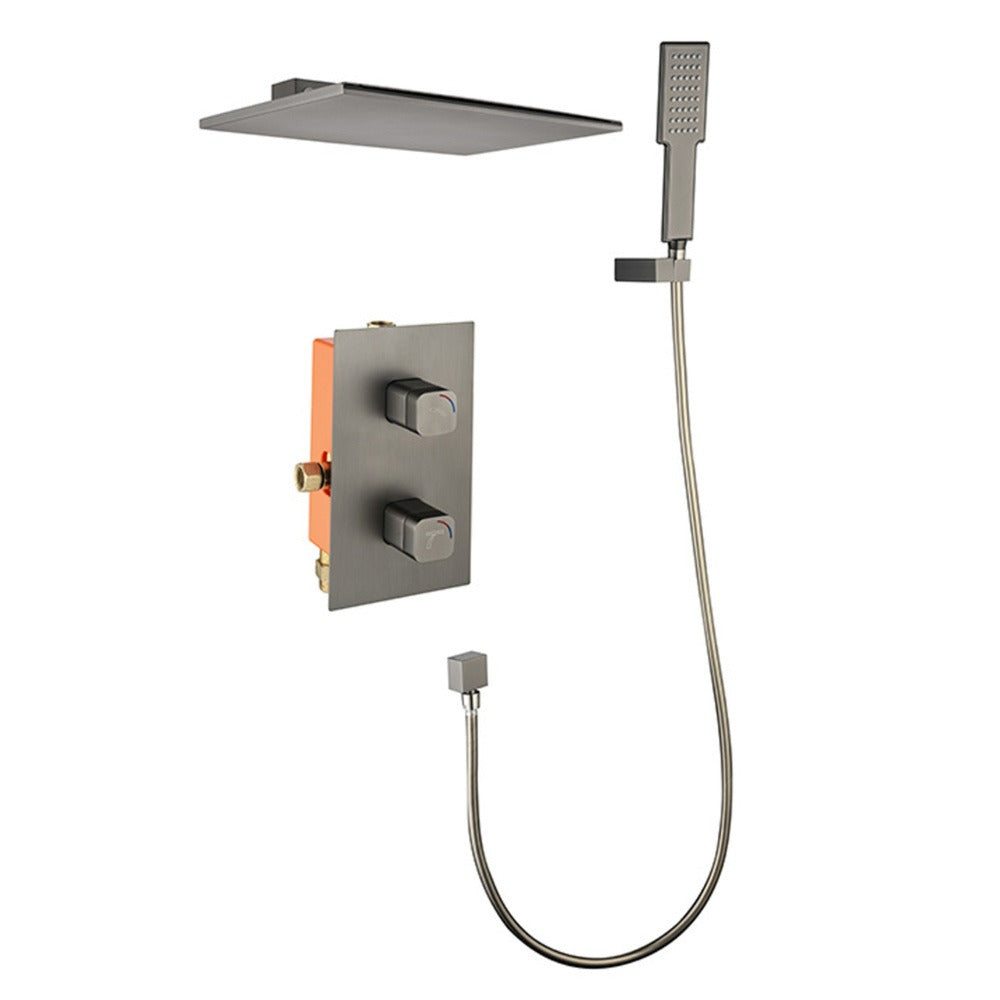 Waterfall Spout Wall Mounted shower with Handheld Shower Systems Gun Gray Metal - Gunmetal_0