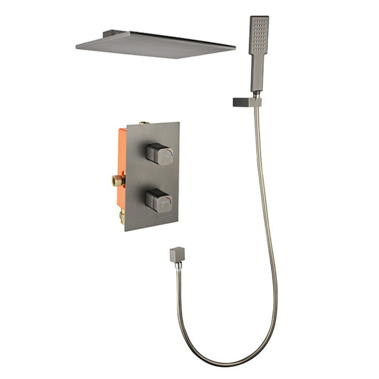 Waterfall Spout Wall Mounted shower with Handheld Shower Systems Gun Gray Metal - Gunmetal_0