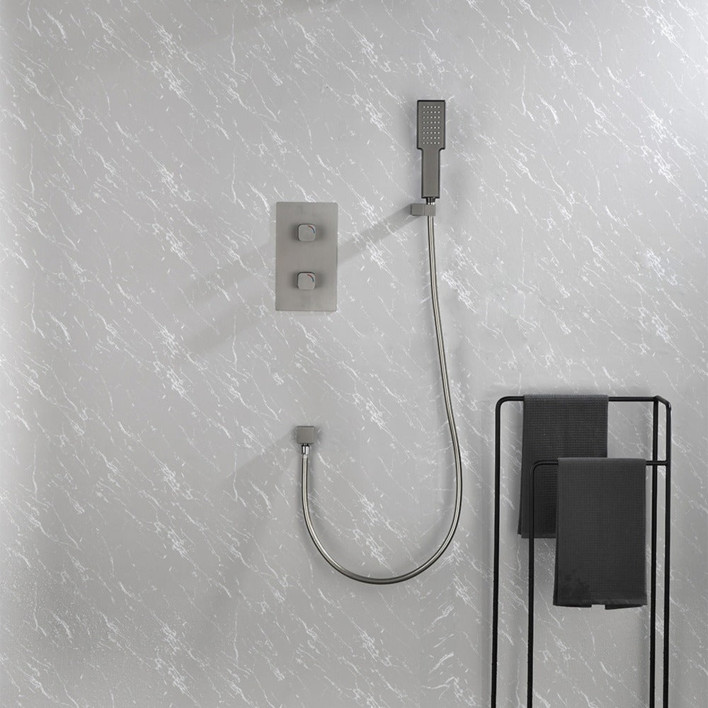 Waterfall Spout Wall Mounted shower with Handheld Shower Systems Gun Gray Metal - Gunmetal_1