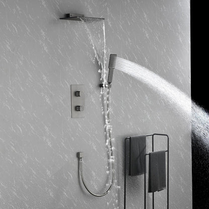 Waterfall Spout Wall Mounted shower with Handheld Shower Systems Gun Gray Metal - Gunmetal_3