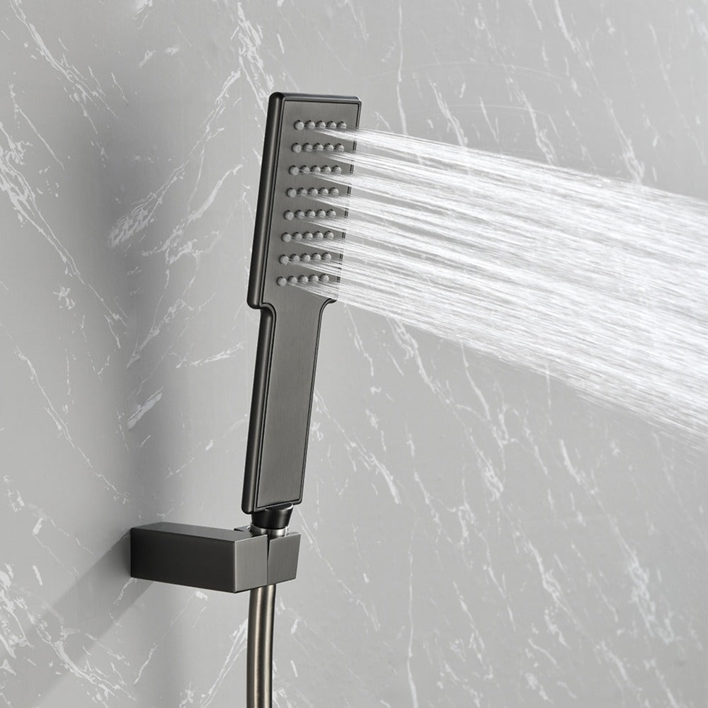 Waterfall Spout Wall Mounted shower with Handheld Shower Systems Gun Gray Metal - Gunmetal_5