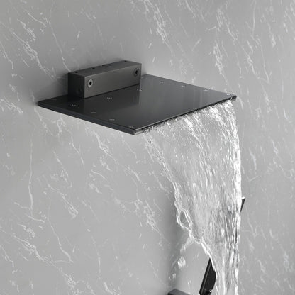 Waterfall Spout Wall Mounted shower with Handheld Shower Systems Gun Gray Metal - Gunmetal_7