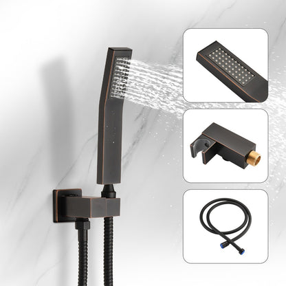 Ceiling Mounted Shower System Combo Set with Handheld and 16"Shower head - Bronze_5