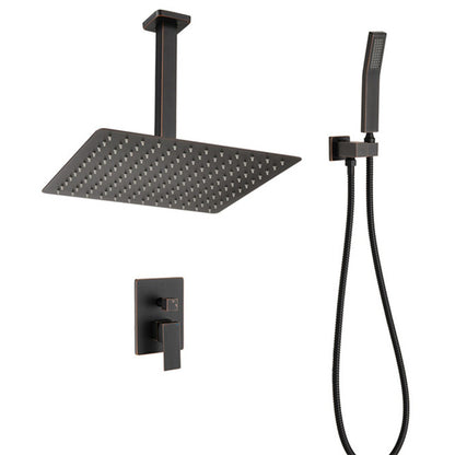 Ceiling Mounted Shower System Combo Set with Handheld and 16"Shower head - Bronze_2