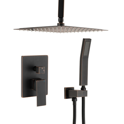 Ceiling Mounted Shower System Combo Set with Handheld and 16"Shower head - Bronze_0