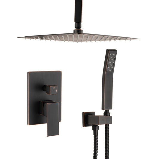 Ceiling Mounted Shower System Combo Set with Handheld and 16"Shower head - Bronze_0