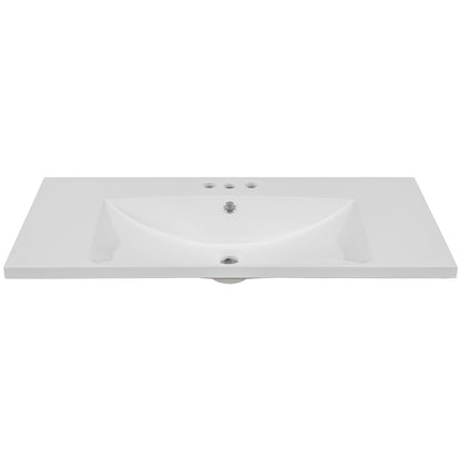 36 Inch Ceramic Single Bathroom Vanity Top with 3-Faucet Holes_0